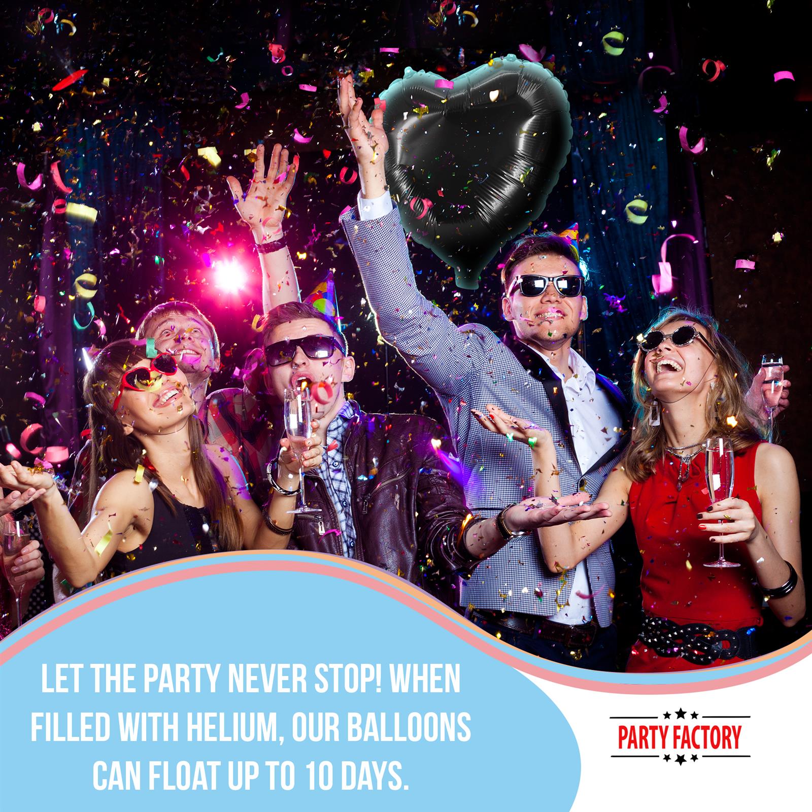 Heart foil balloon black 17.7 in helium balloon 3