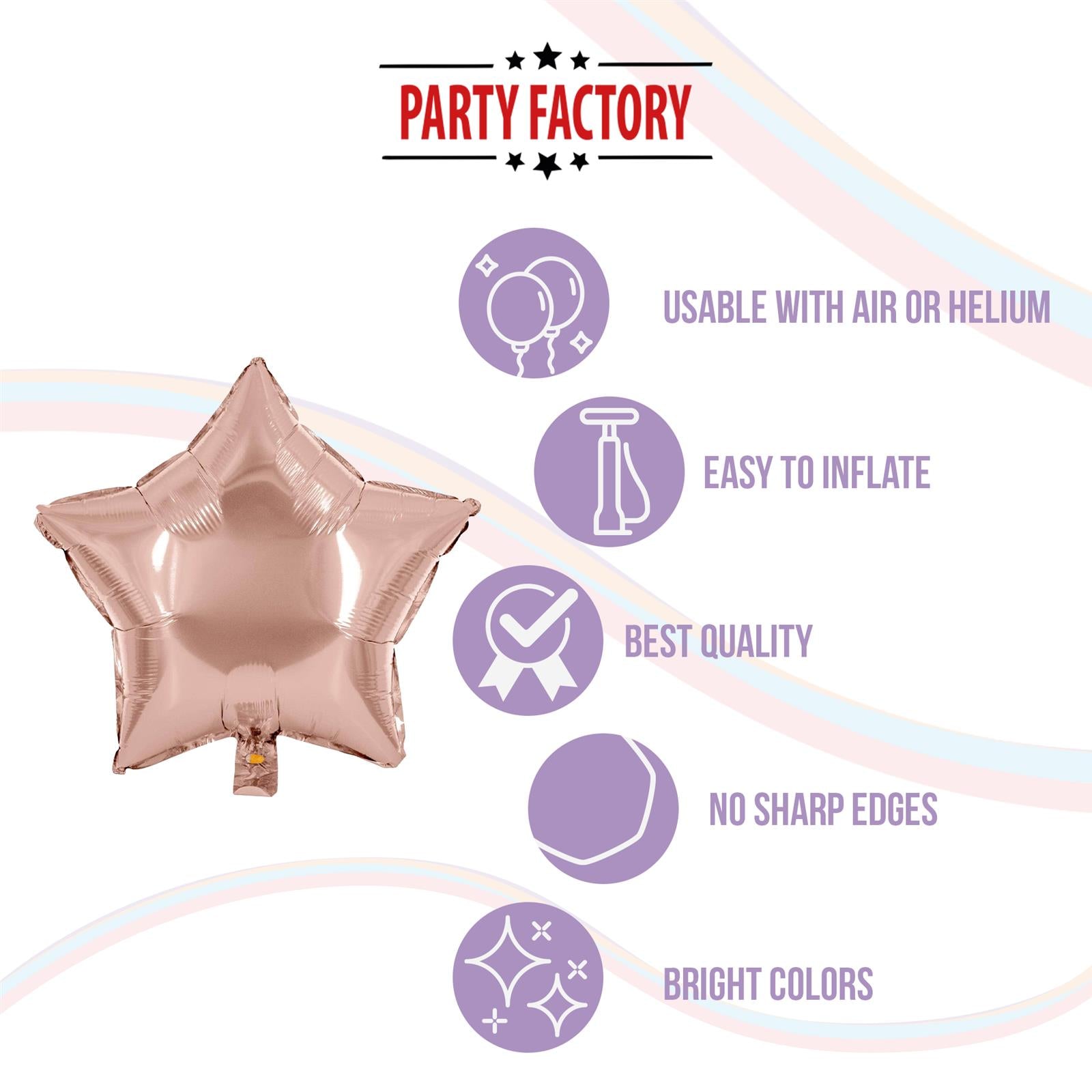 Foil balloon star rose gold 17.7 in 5