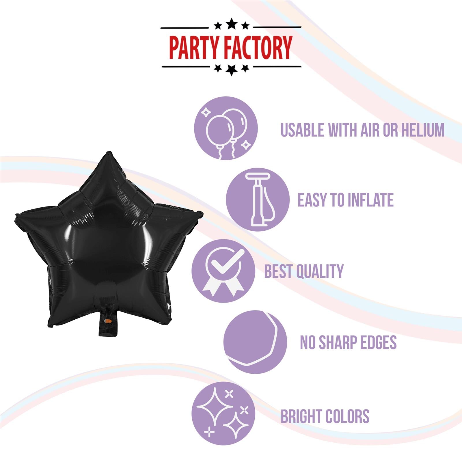 Foil balloon star black 17.7 in 5