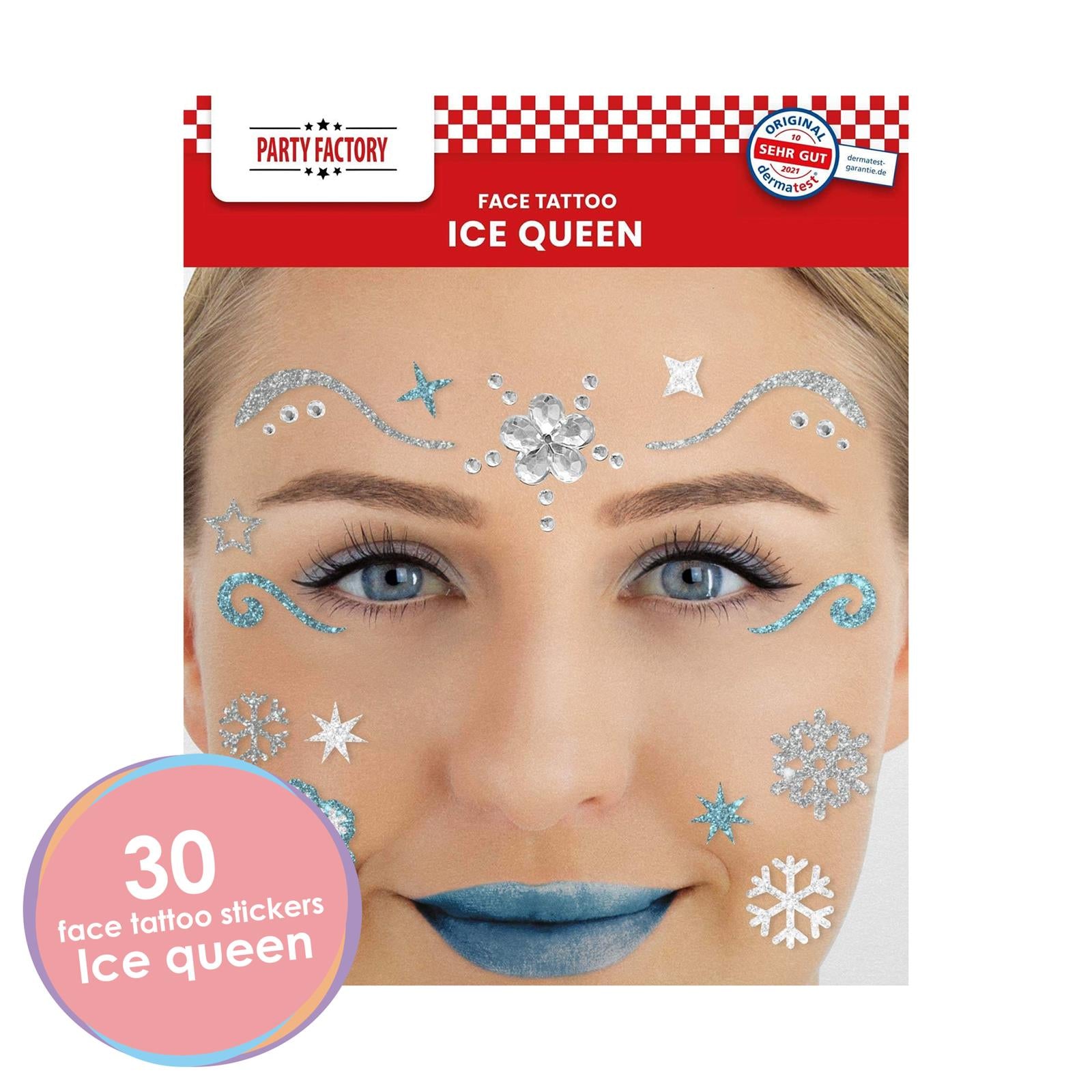 Face Tattoo ice Queen blue silver and white glitter 2