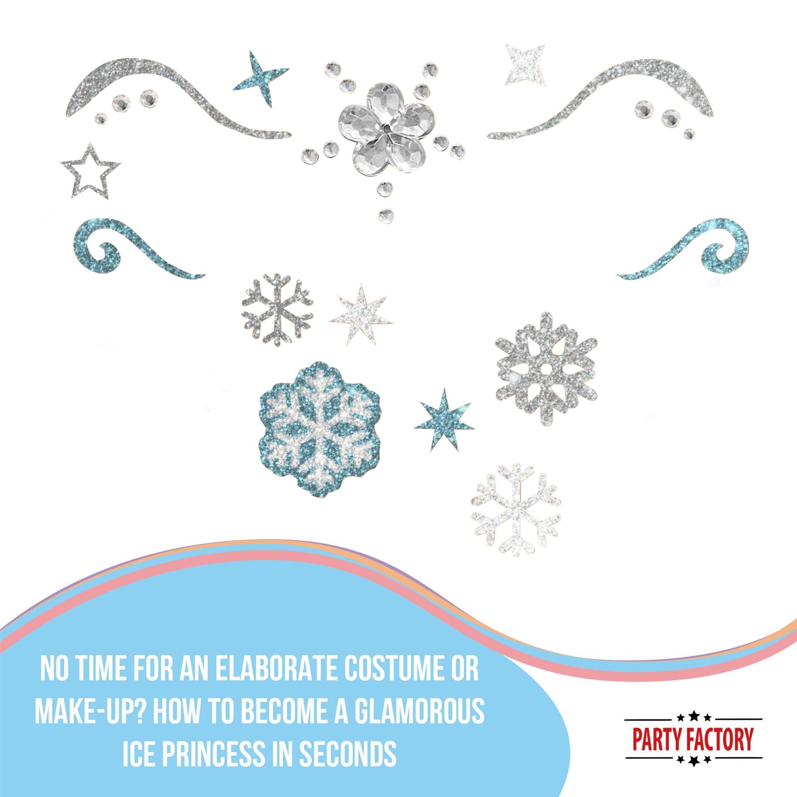 Face Tattoo ice Queen blue silver and white glitter 3