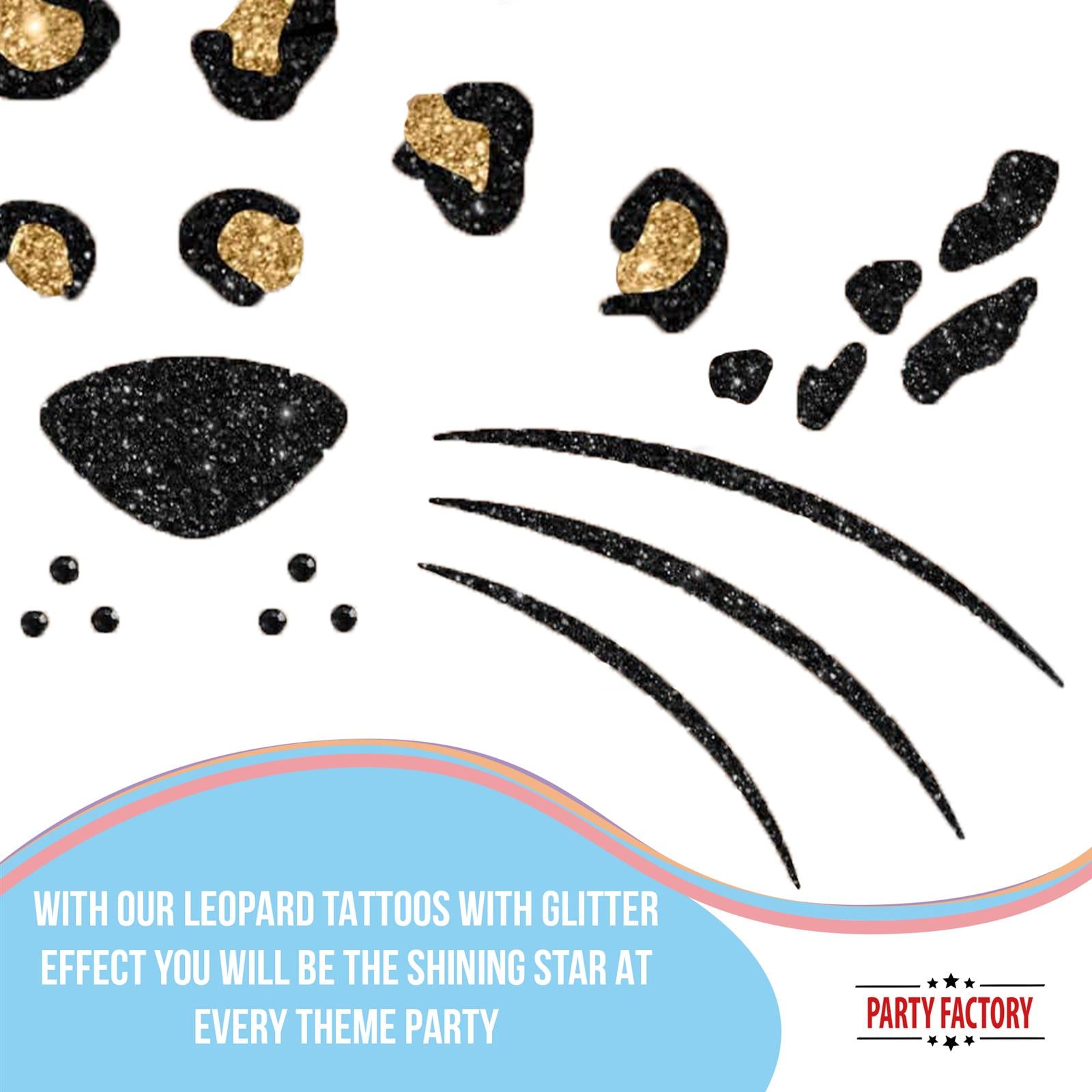 Face Tattoo leopard gold black glitter 5