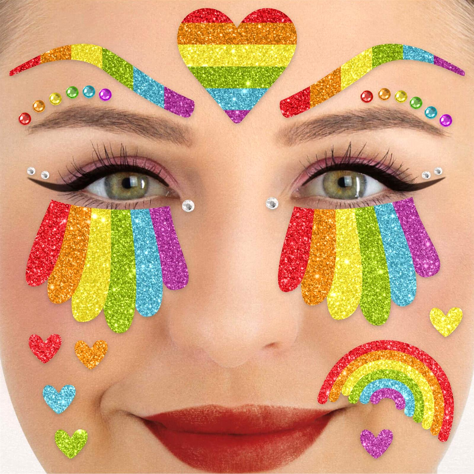 Face Tattoo rainbow multicolored glitter