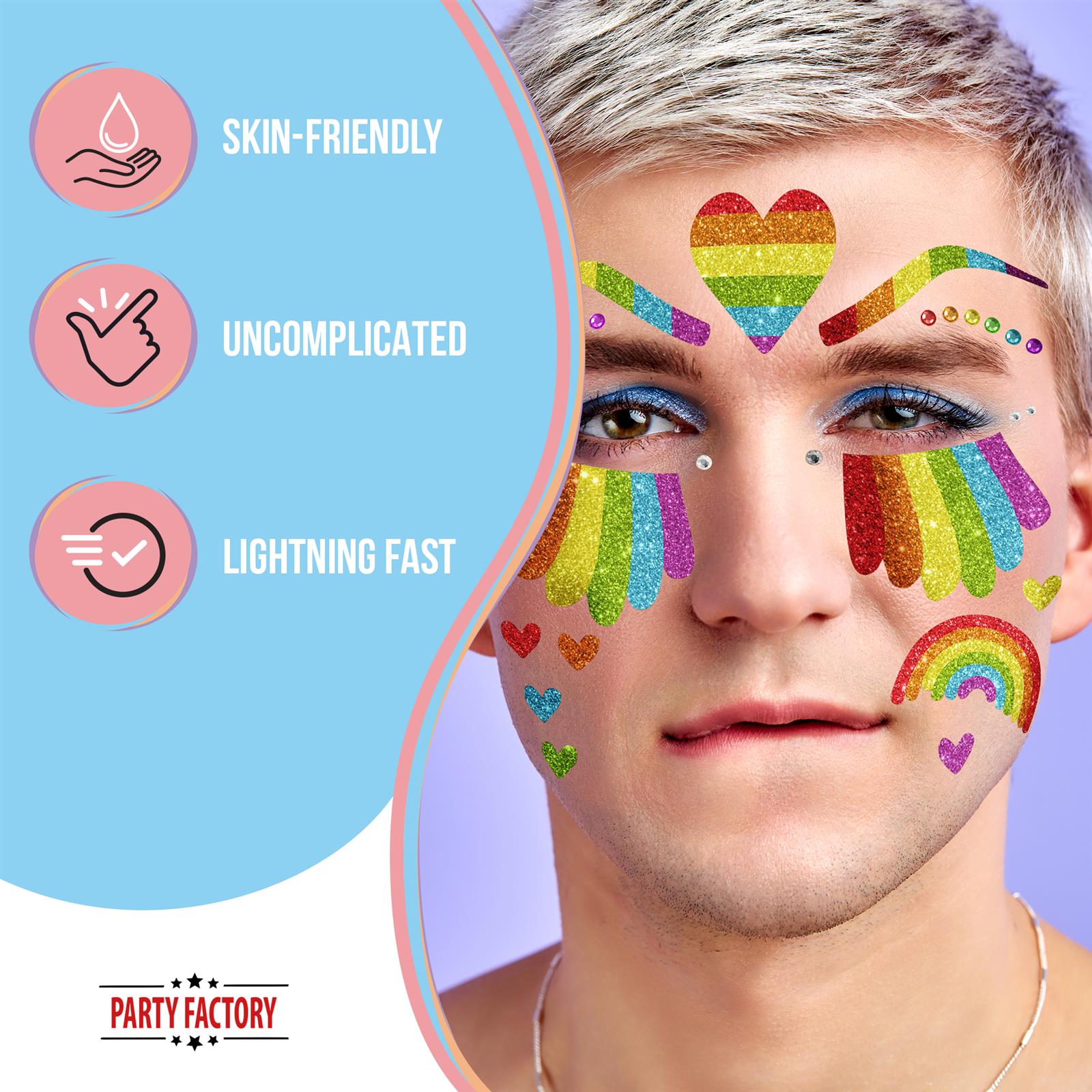 Face Tattoo rainbow multicolored glitter 4