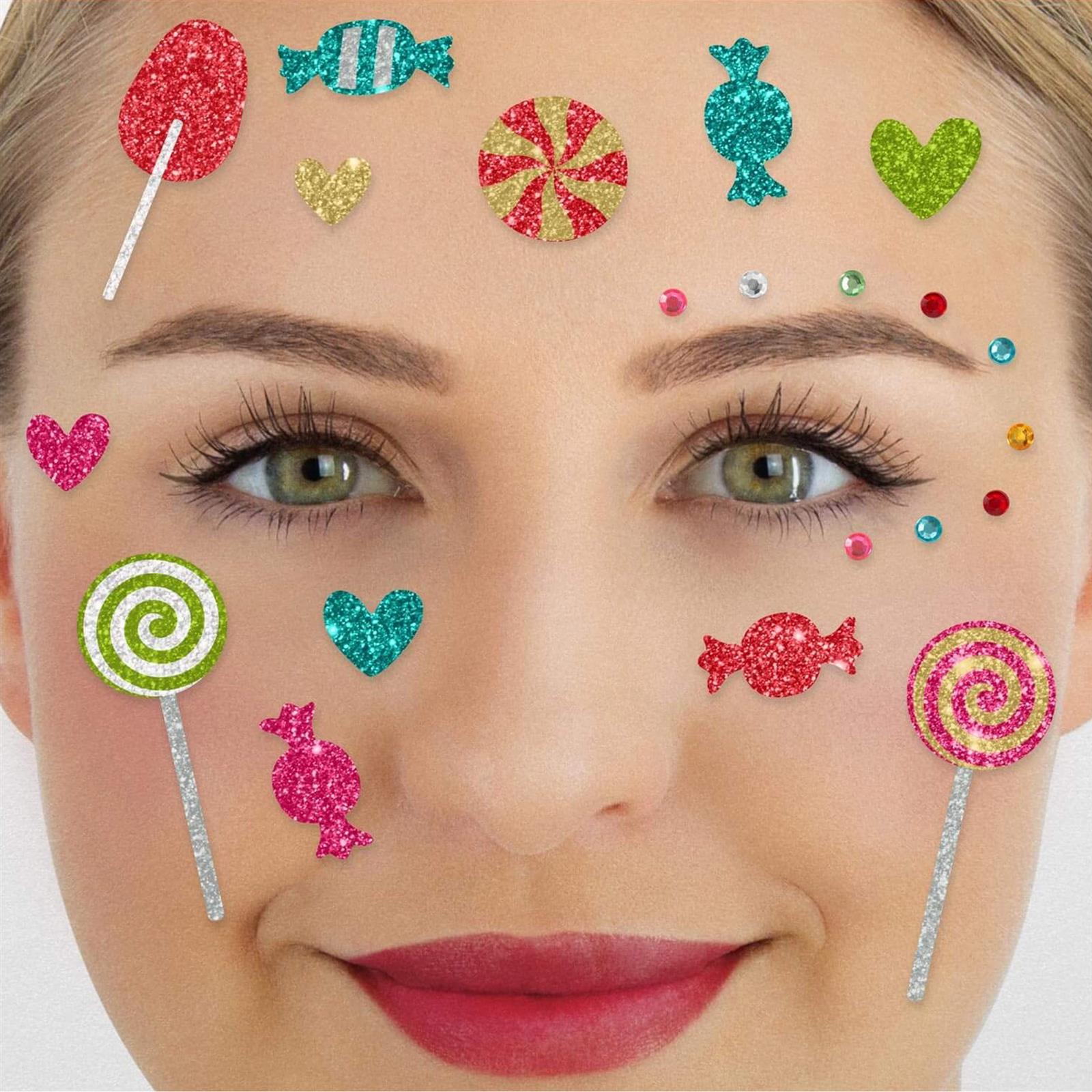 Face Tattoo candy party multicolored glitter