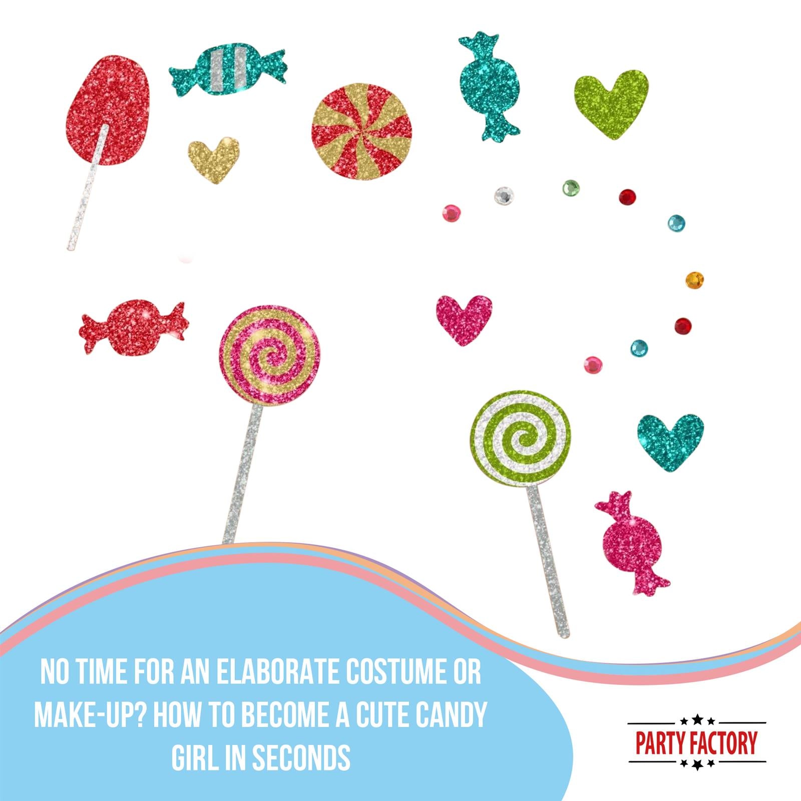 Face Tattoo candy party multicolored glitter 3