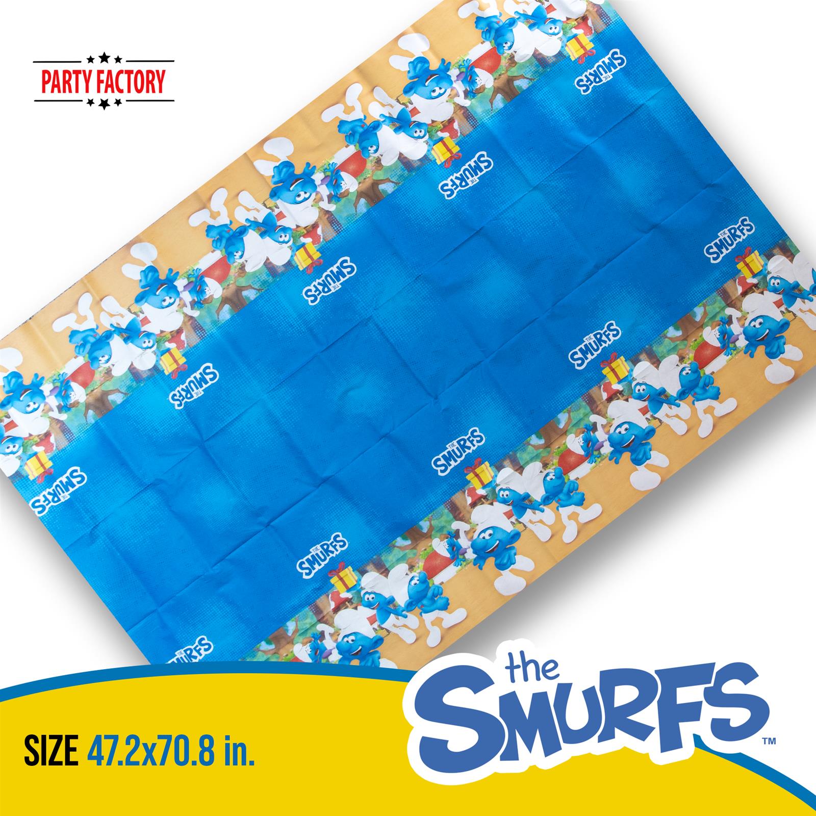 Smurfs tablecloth blue beige 47.3x70.8 in 3