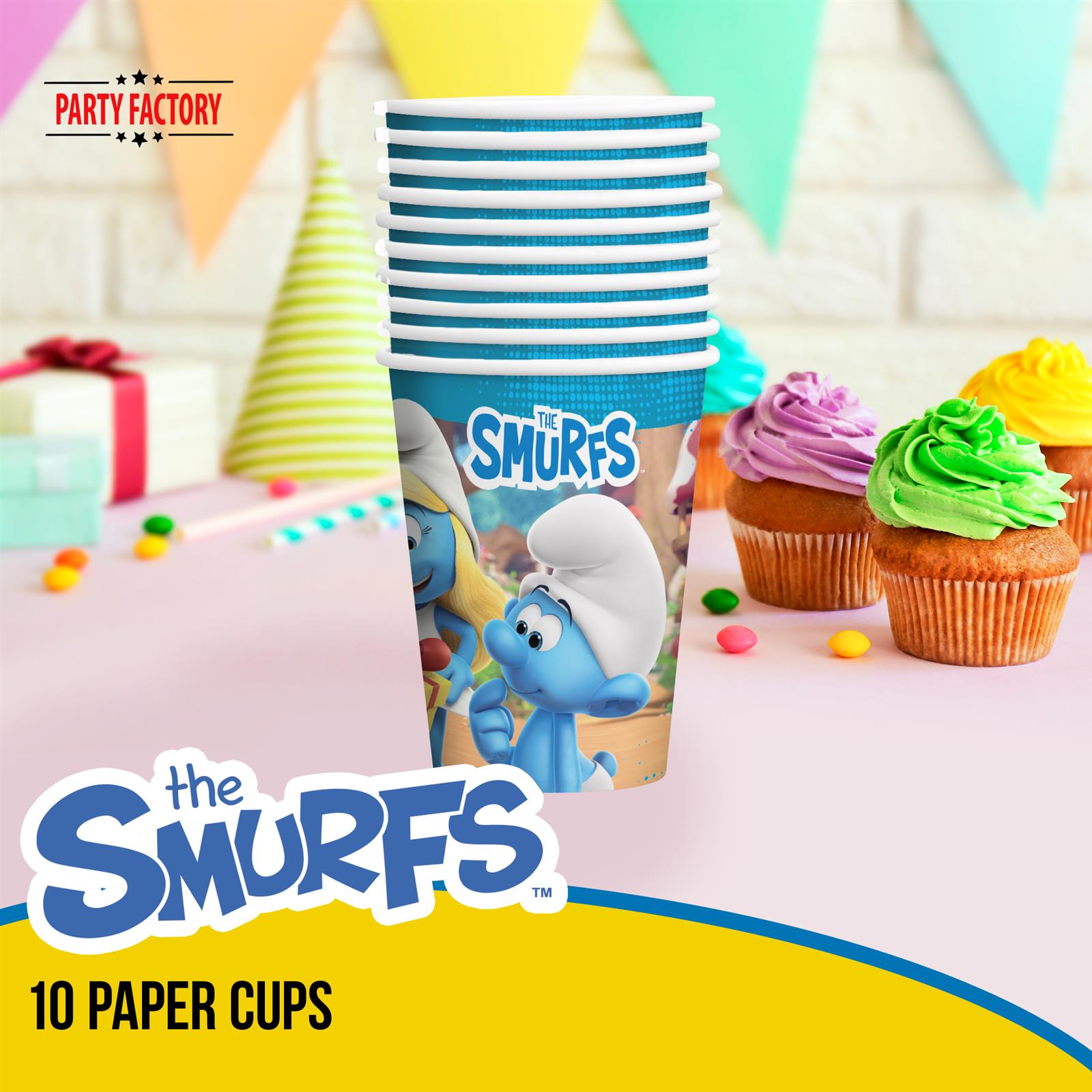 Smurfs 10 paper cups 8.4 oz colorful disposable cups 2