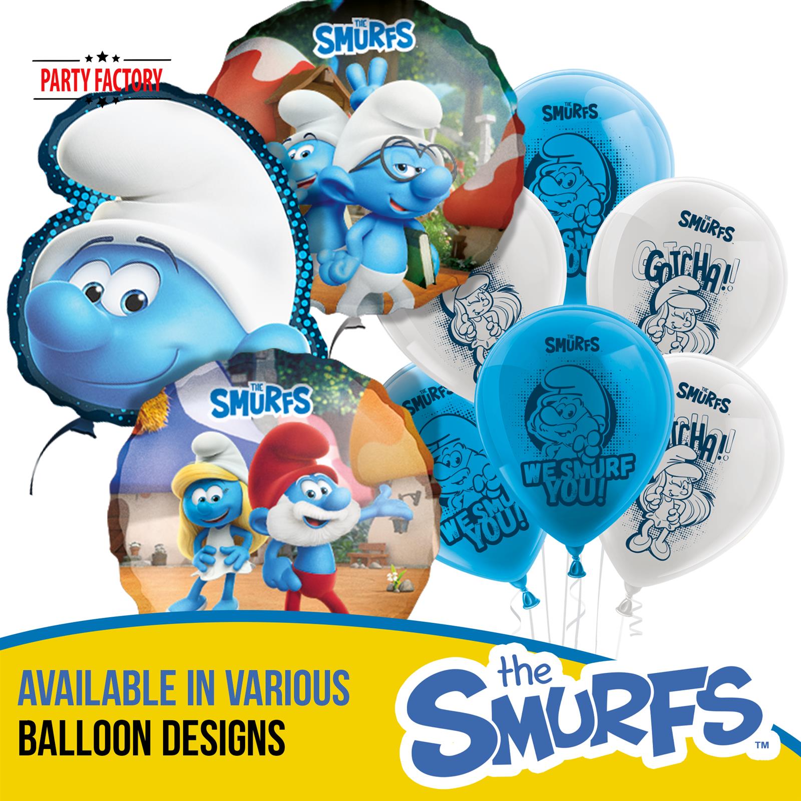 Smurfs foil balloon shape blue white 5