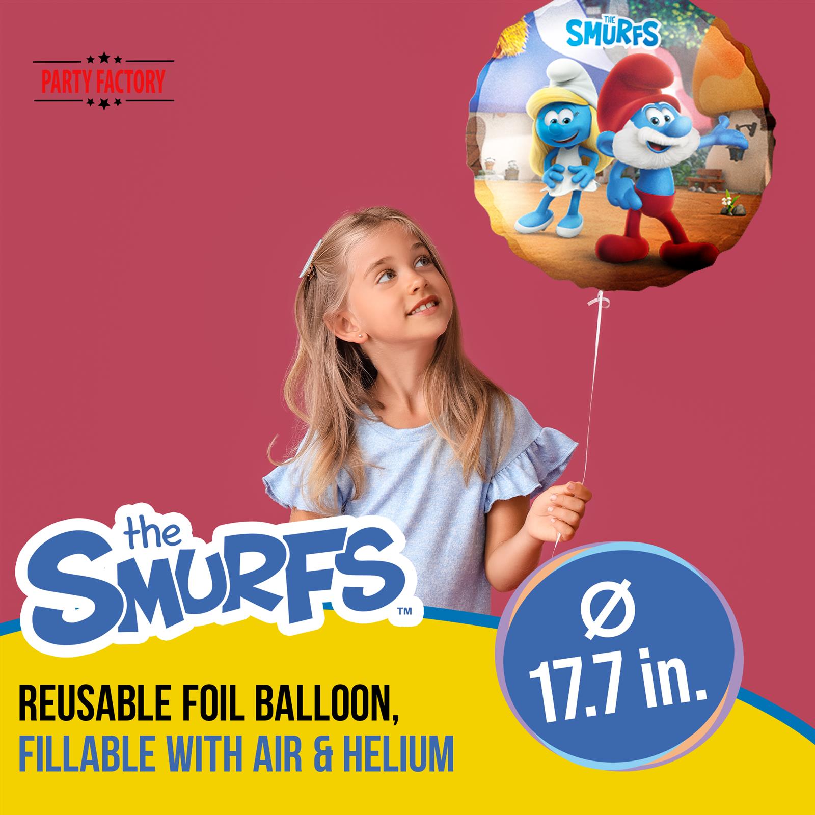 Smurfs foil balloon colorful 17.7 in Papa Smurf 2