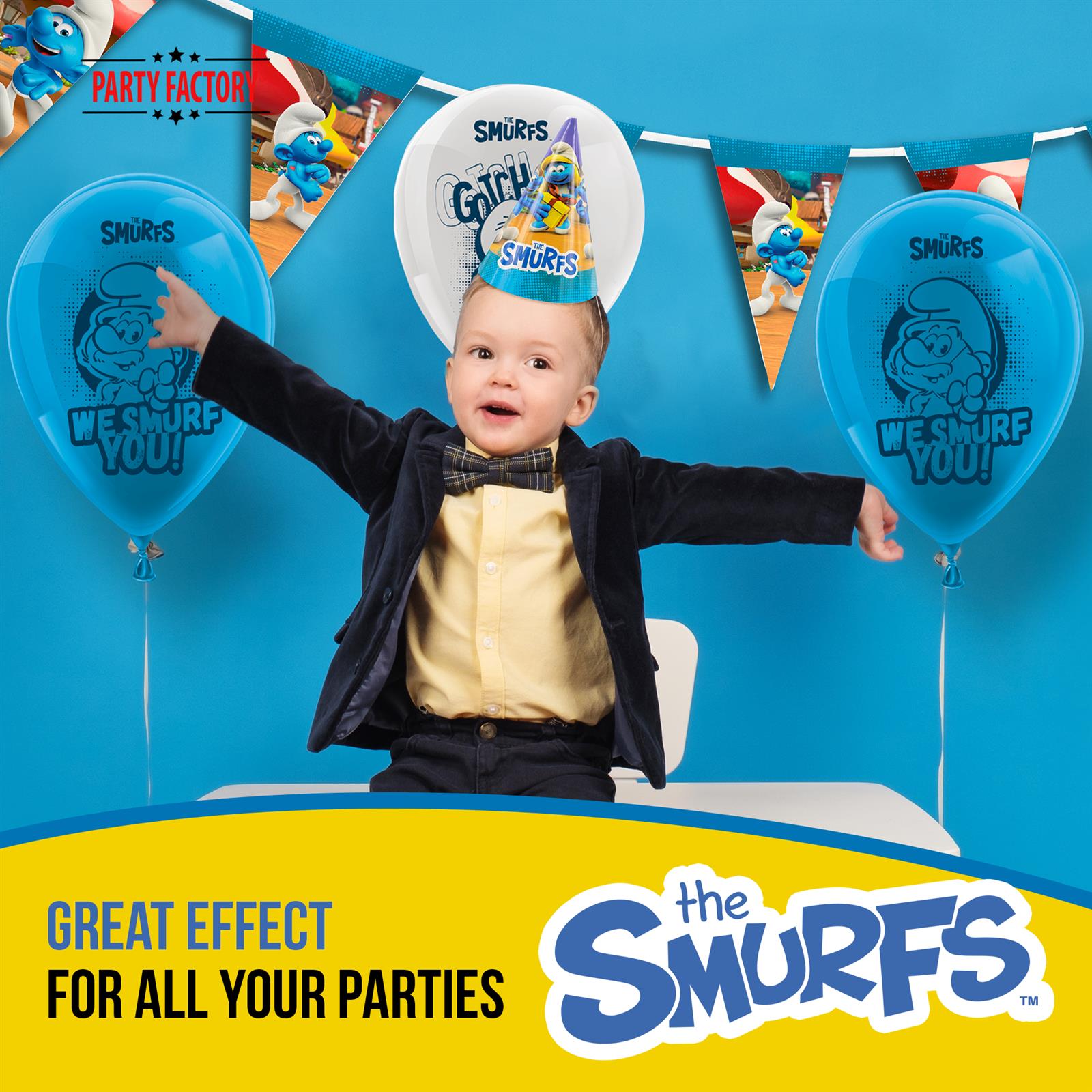 Smurfs set of 10 blue and white latex balloons 4