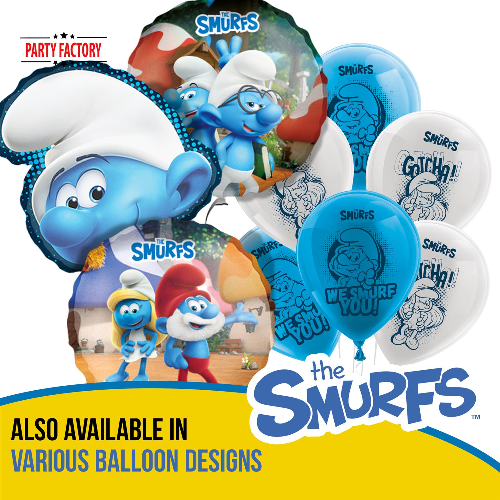 Smurfs set of 10 blue and white latex balloons 5