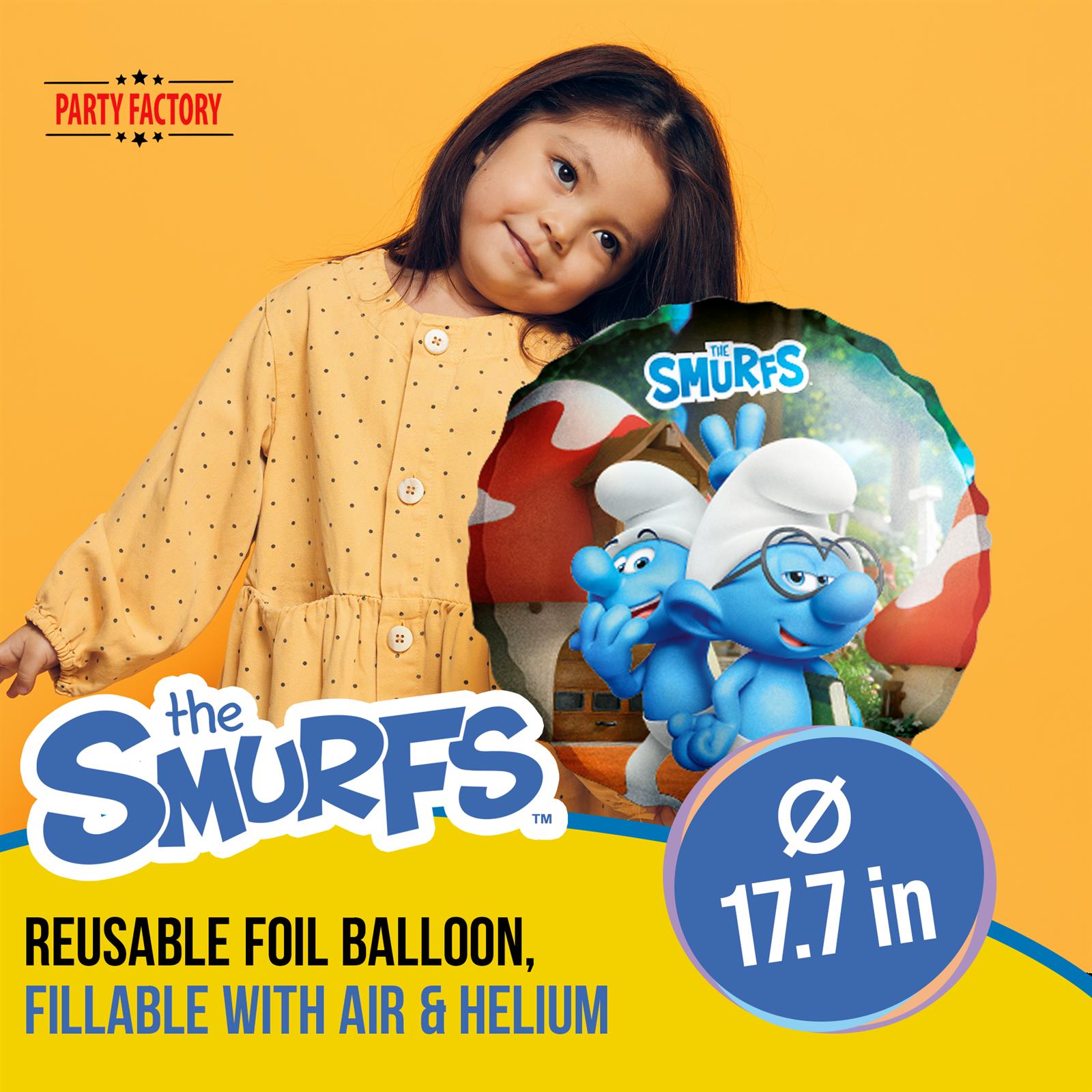 Smurfs foil balloon 17.7 in colorful Brainy and Jokey Smurf 2