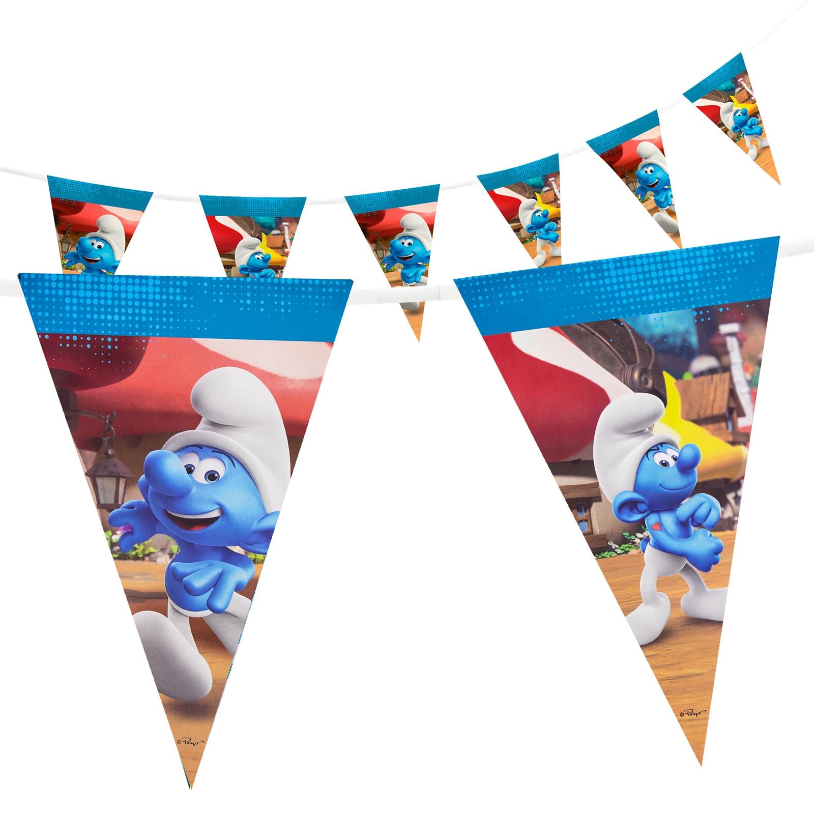 Smurfs pennant chain paper with 10 pennants blue colorful