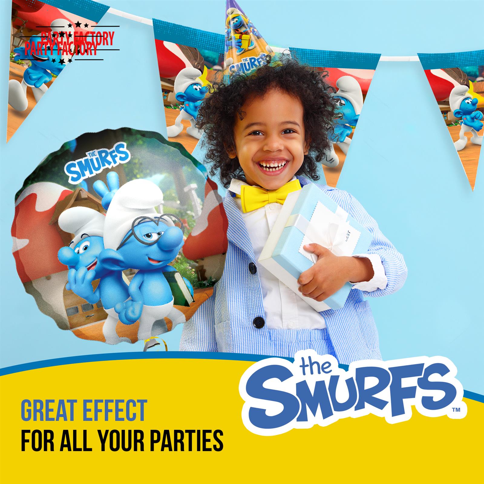 Smurfs pennant chain paper with 10 pennants blue colorful 4
