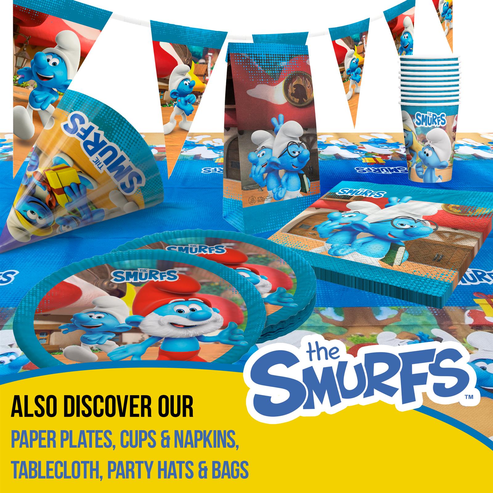 Smurfs pennant chain paper with 10 pennants blue colorful 5
