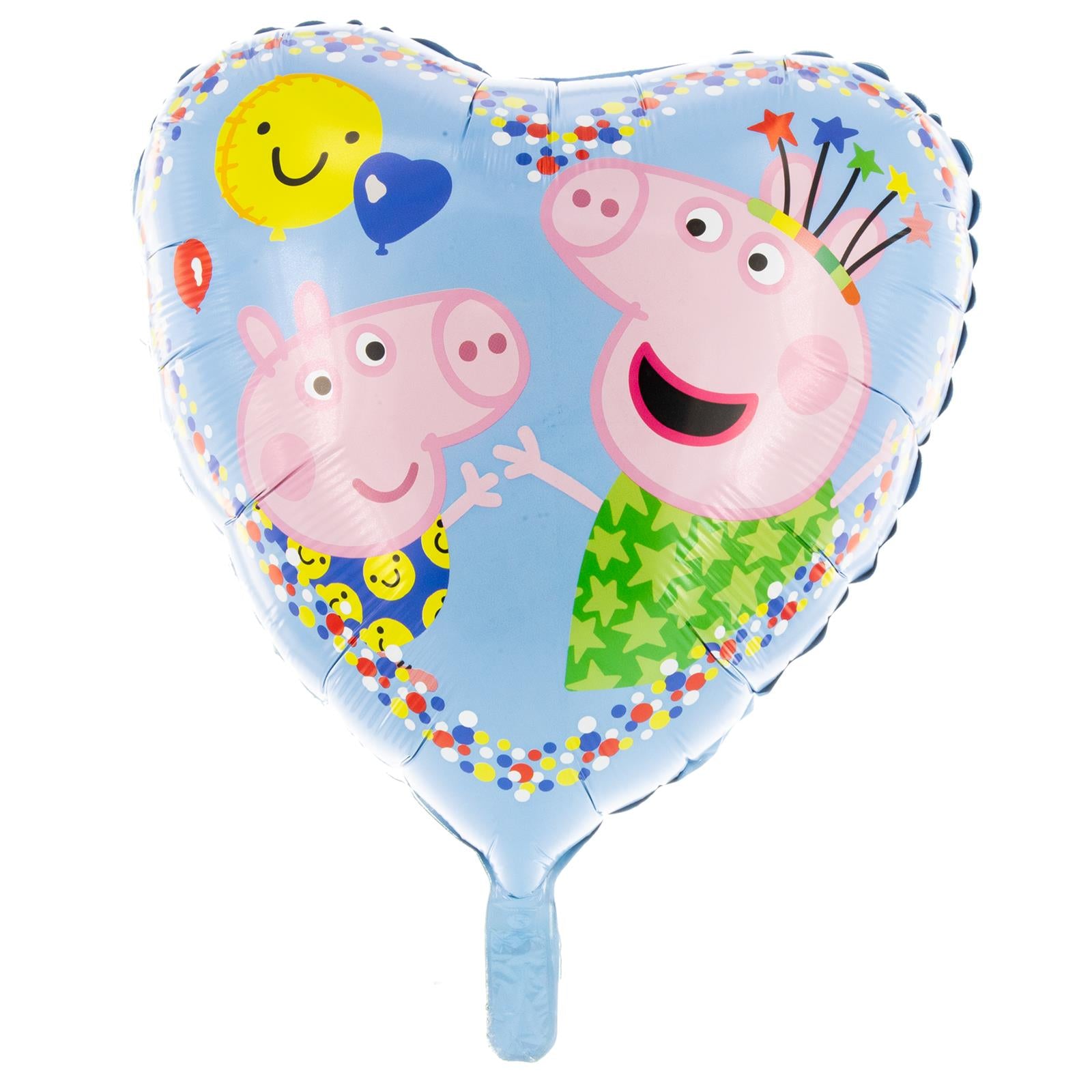 Peppa Wutz foil balloon heart 17.7 in. colorful Peppa Pig and George Piglet