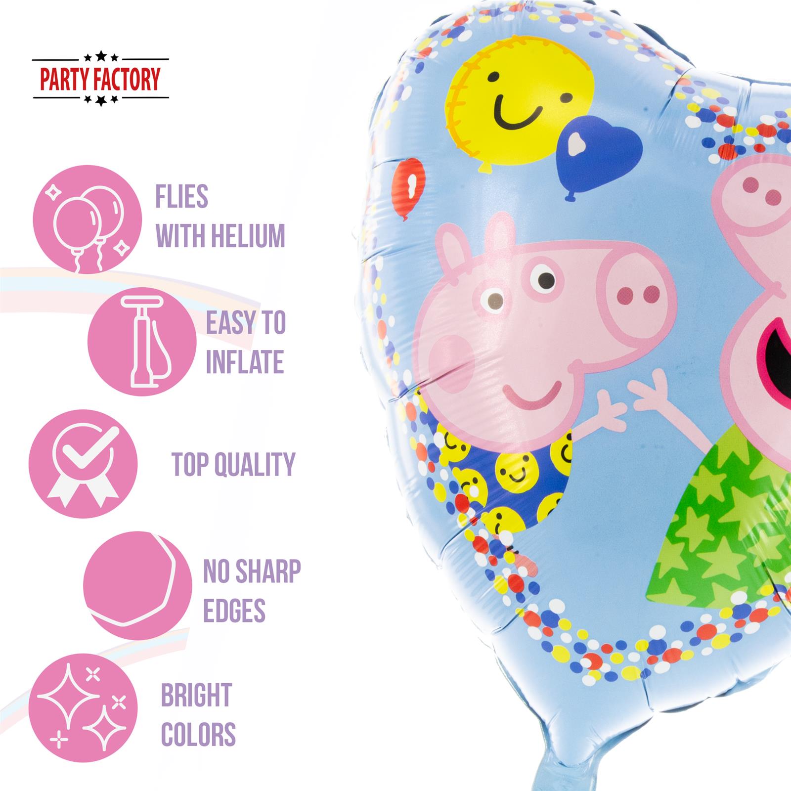 Peppa Wutz foil balloon heart 17.7 in. colorful Peppa Pig and George Piglet 5