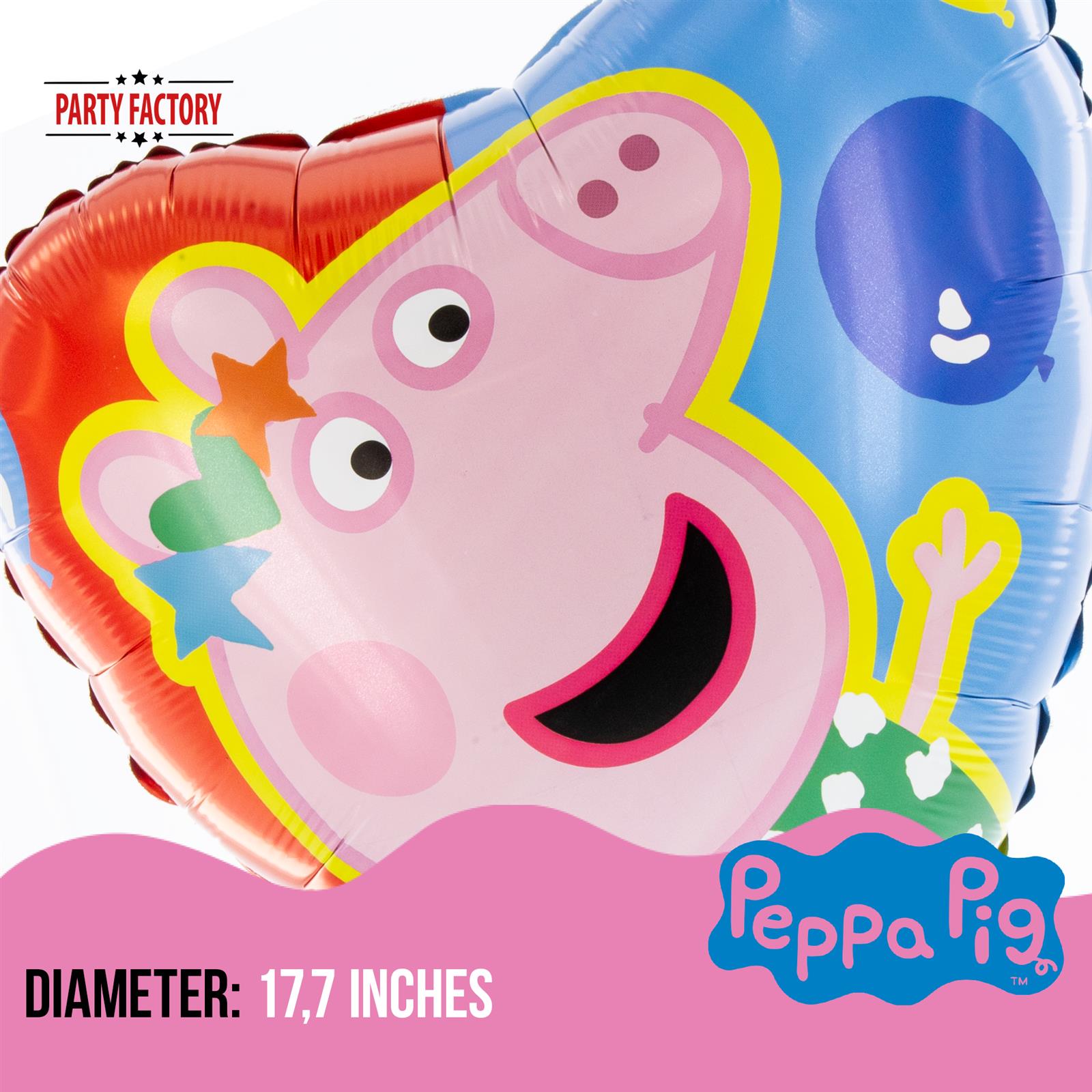 Peppa Pigg foil balloon heart 17.7 in colorful Piglet 3