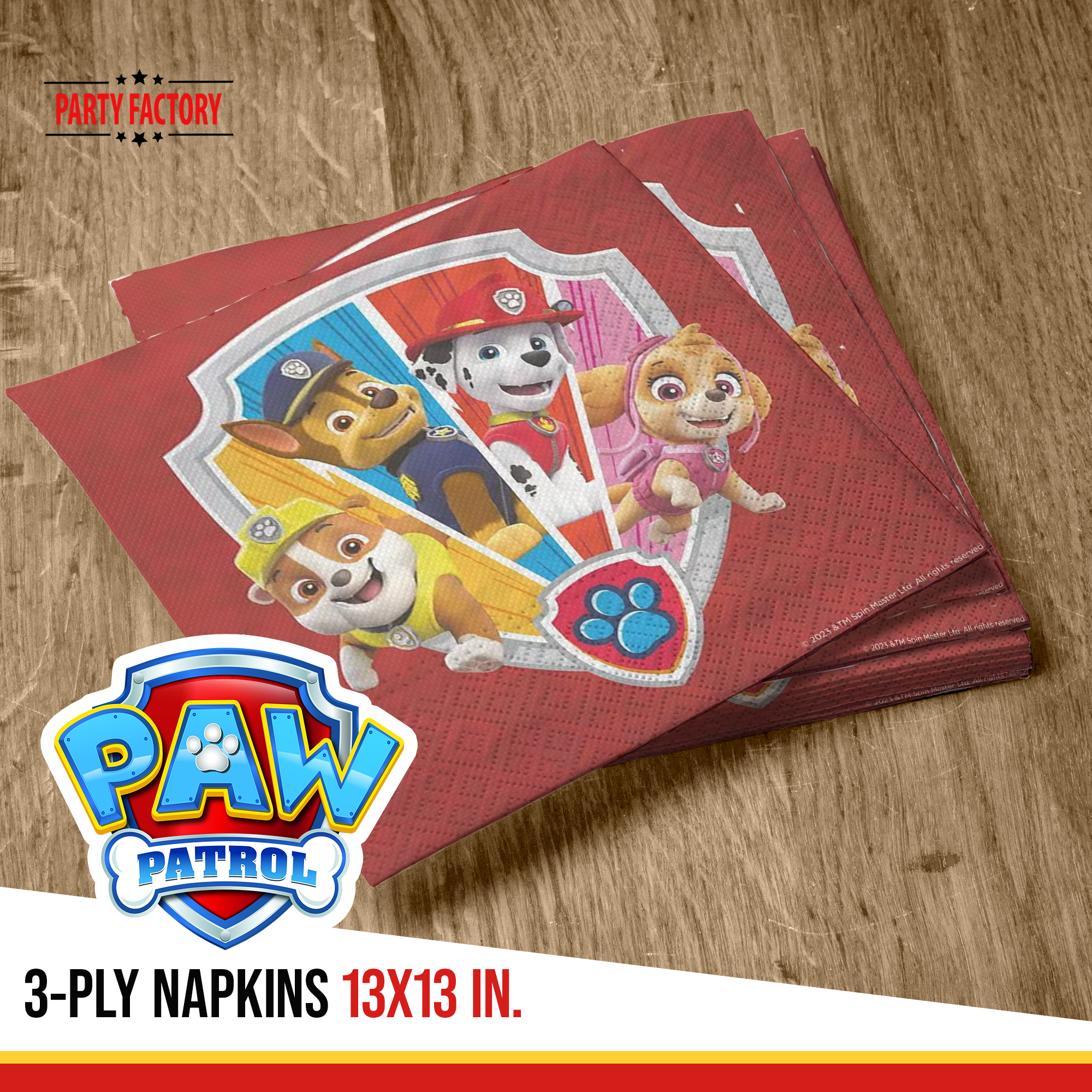 Paw Patrol 20 paper napkins 12.9 x 12.9 in. colorful 3-ply 3