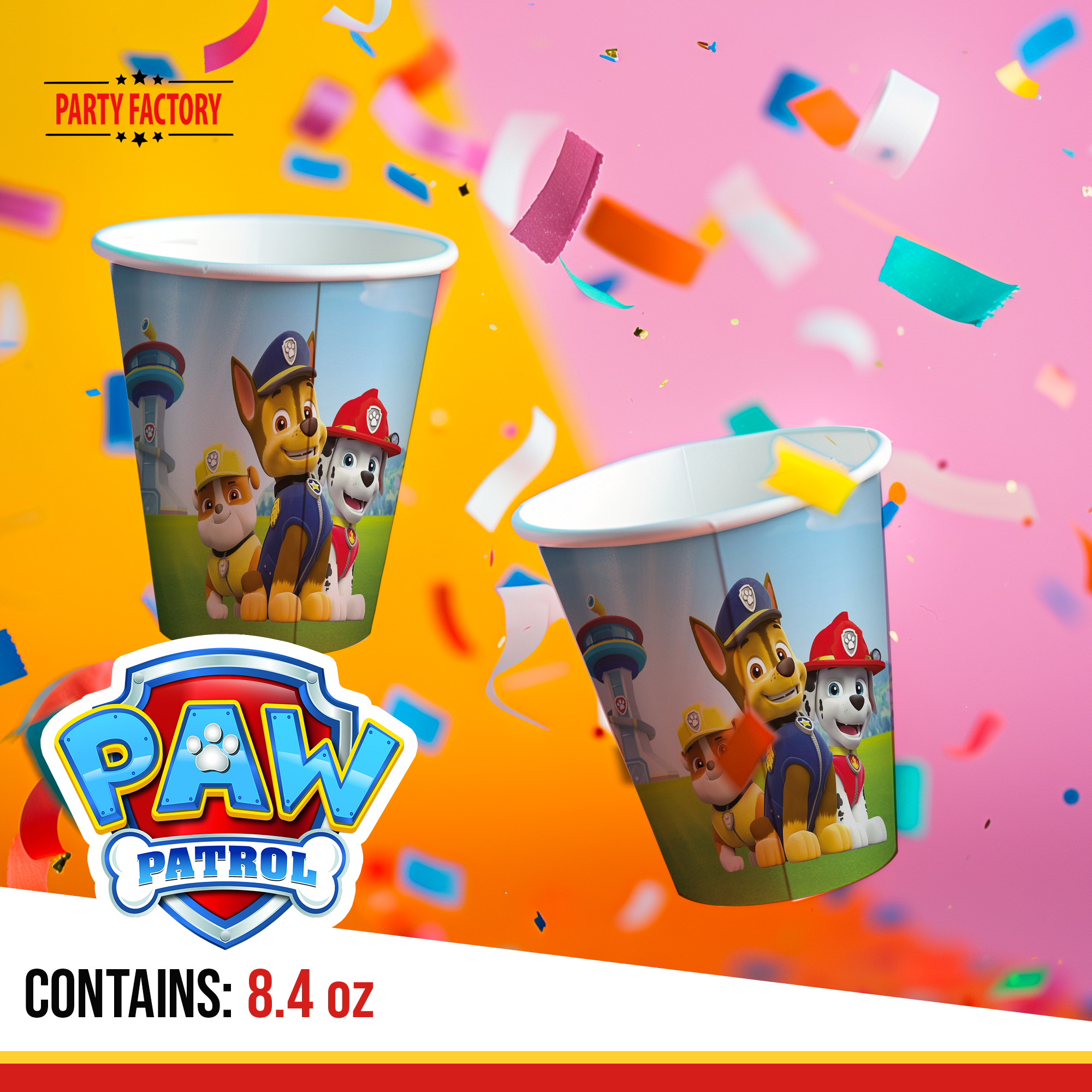 Paw Patrol 8 paper cups 8.4 oz for children's birthday 3