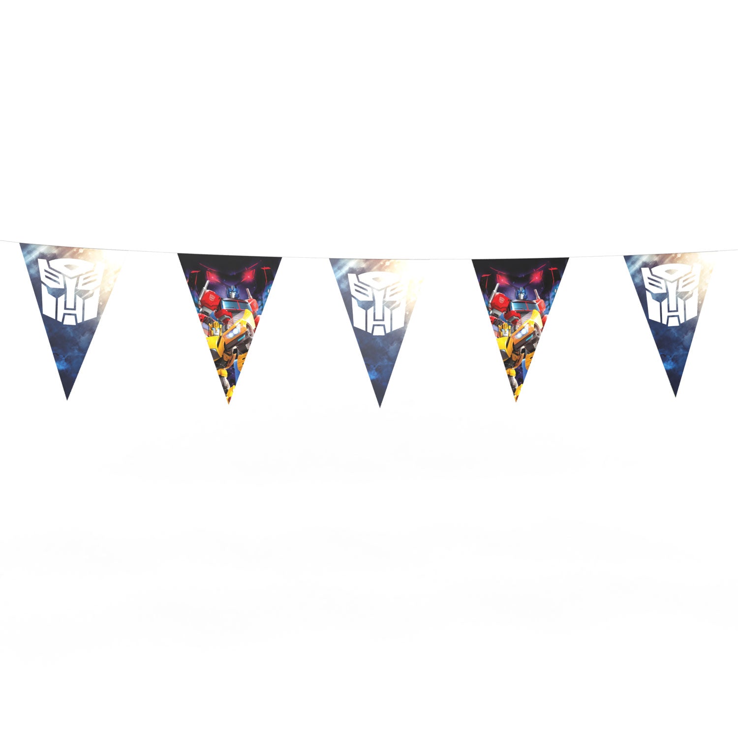 Transformers pennant banner multicolored party garland 16 ft